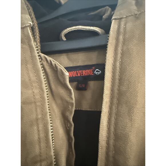 Wolverine Jacket Mens Large Brown Hooded Full Zip Quilted Lined Work Canvas - Picture 5 of 10